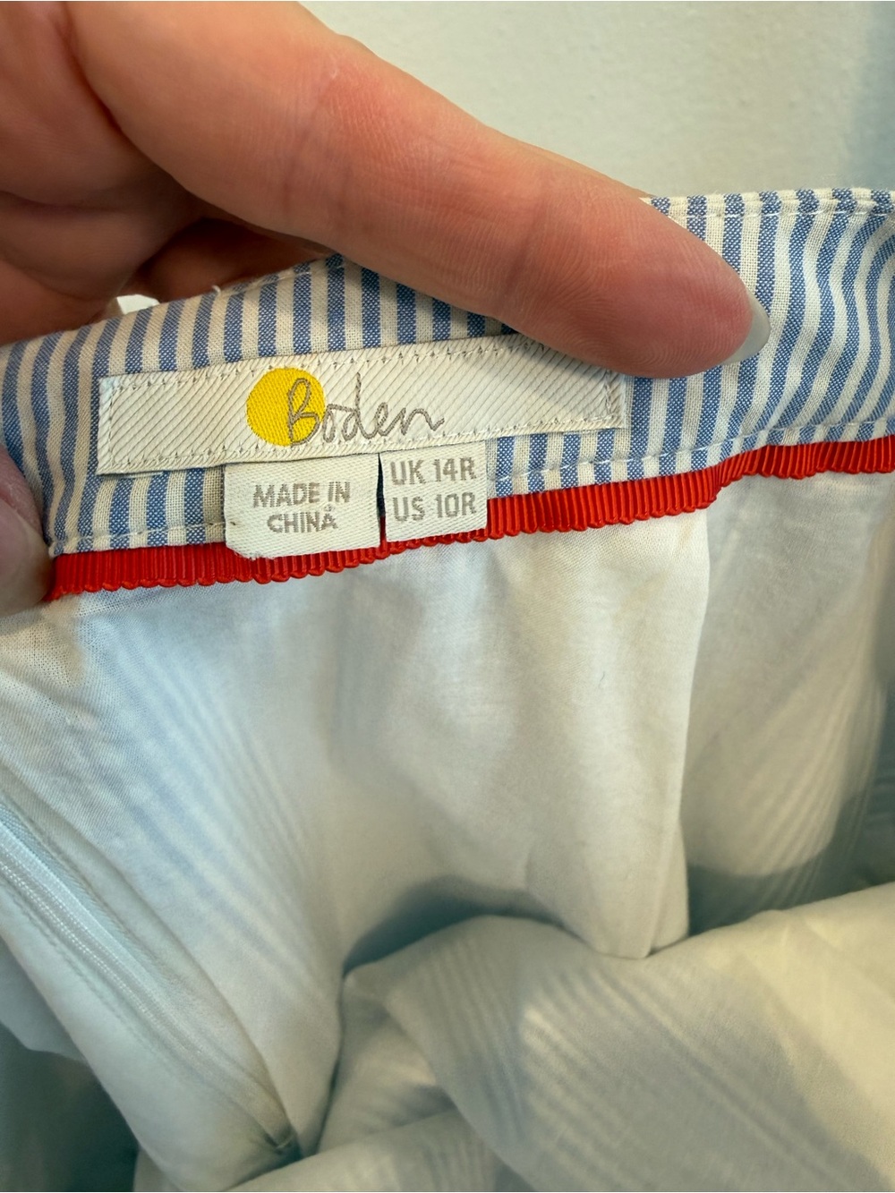Boden Haidee Embroidered Cotton Light Blue  Striped A-Line Skirt Preppy Feminine - Picture 5 of 6